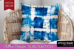 Blue Tie Dye Pillow Sublimation - Shibori Pillow Cover PNG Product Image 1