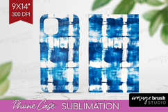 Blue Tie Dye Phone Case PNG - Shibori Case PNG Sublimation Product Image 1