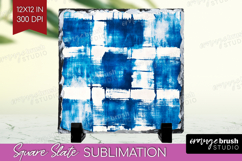 Blue Tie Dye Slate PNG - Shibori Square Slate Sublimation Product Image 1
