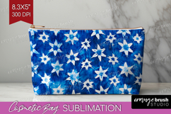 Blue Tie Dye Cosmetic Bag - Shibori Makeup Bag PNG Product Image 1
