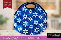 Blue Tie Dye Lunch Bag - Shibori Lunch Bug PNG Sublimation Product Image 1