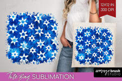 Blue Tie Dye Tote Bag - Shibori Tote Bag PNG Sublimation Product Image 1