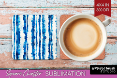 Blue Tie Dye Square Coaster - Shibori Coaster PNG Product Image 1
