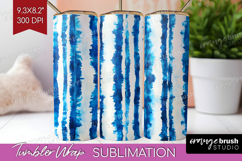 Blue Tie Dye Tumbler Wrap - Shibori Tumbler PNG Sublimation Product Image 1