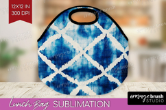 Blue Tie Dye Lunch Bag - Shibori Lunch Bug PNG Sublimation Product Image 1