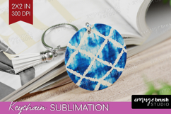 Blue Tie Dye Keychain PNG - Shibori Keychain Sublimation Product Image 1