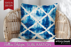 Blue Tie Dye Pillow Sublimation - Shibori Pillow Cover PNG Product Image 1