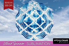 Blue Tie Dye Wind Spinner Sublimation PNG - Shibori Round Product Image 1