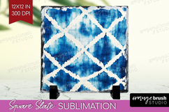 Blue Tie Dye Slate PNG - Shibori Square Slate Sublimation Product Image 1