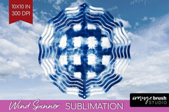 Blue Tie Dye Wind Spinner Sublimation PNG - Shibori Round Product Image 1