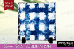 Blue Tie Dye Slate PNG - Shibori Square Slate Sublimation Product Image 1
