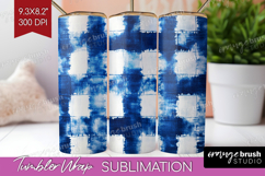 Blue Tie Dye Tumbler Wrap - Shibori Tumbler PNG Sublimation Product Image 1