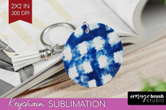 Blue Tie Dye Keychain PNG - Shibori Keychain Sublimation Product Image 1