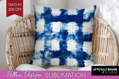 Blue Tie Dye Pillow Sublimation - Shibori Pillow Cover PNG Product Image 1