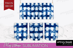 Blue Tie Dye Mug Wrap - Shibori Mug PNG Sublimation Product Image 1