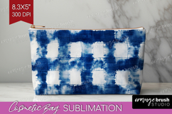 Blue Tie Dye Cosmetic Bag - Shibori Makeup Bag PNG Product Image 1