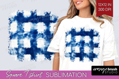 Blue Tie Dye Square Tshirt Background - Shibori PNG Product Image 1