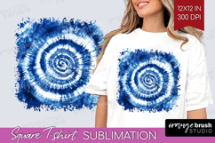 Blue Tie Dye Square Tshirt Background - Shibori PNG Product Image 1