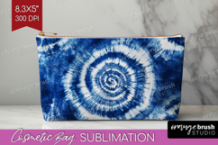 Blue Tie Dye Cosmetic Bag - Shibori Makeup Bag PNG Product Image 1