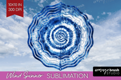Blue Tie Dye Wind Spinner Sublimation PNG - Shibori Round Product Image 1