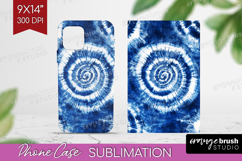 Blue Tie Dye Phone Case PNG - Shibori Case PNG Sublimation Product Image 1