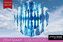 Blue Tie Dye Wind Spinner Sublimation PNG - Shibori Round Product Image 1