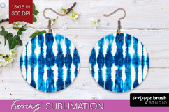 Blue Tie Dye Round Earrings - Shibori PNG Sublimation Product Image 1