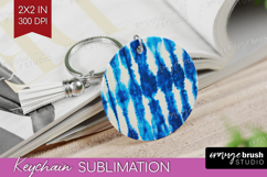 Blue Tie Dye Keychain PNG - Shibori Keychain Sublimation Product Image 1