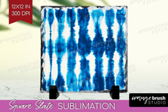 Blue Tie Dye Slate PNG - Shibori Square Slate Sublimation Product Image 1