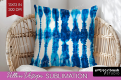 Blue Tie Dye Pillow Sublimation - Shibori Pillow Cover PNG Product Image 1