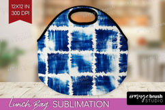 Blue Tie Dye Lunch Bag - Shibori Lunch Bug PNG Sublimation Product Image 1