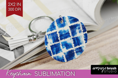 Blue Tie Dye Keychain PNG - Shibori Keychain Sublimation Product Image 1