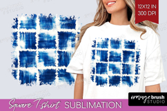 Blue Tie Dye Square Tshirt Background - Shibori PNG Product Image 1