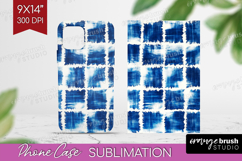 Blue Tie Dye Phone Case PNG - Shibori Case PNG Sublimation Product Image 1