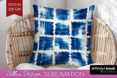 Blue Tie Dye Pillow Sublimation - Shibori Pillow Cover PNG Product Image 1