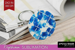 Blue Tie Dye Keychain PNG - Shibori Keychain Sublimation Product Image 1