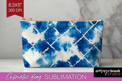 Blue Tie Dye Cosmetic Bag - Shibori Makeup Bag PNG Product Image 1