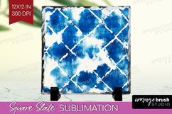 Blue Tie Dye Slate PNG - Shibori Square Slate Sublimation Product Image 1