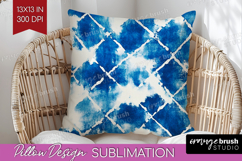 Blue Tie Dye Pillow Sublimation - Shibori Pillow Cover PNG Product Image 1