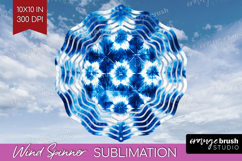 Blue Tie Dye Wind Spinner Sublimation PNG - Shibori Round Product Image 1