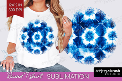 Blue Tie Dye Round Tshirt Background - Shibori PNG Product Image 1