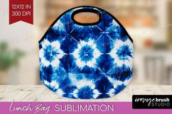 Blue Tie Dye Lunch Bag - Shibori Lunch Bug PNG Sublimation Product Image 1