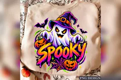 Spooky Ghost Halloween PNG, Witch Hat Pumpkin Shirt Design Product Image 1