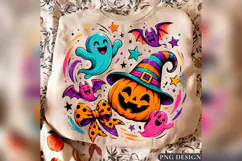 Cute Halloween Pumpkin PNG, Colorful Ghost Witch Design Product Image 2