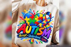 Autism Acceptance PNG, Puzzle Heart Ribbon Design, Neurodive Product Image 2