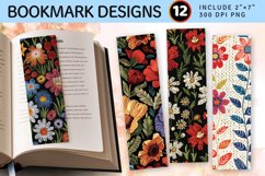Knitted Garden Flower Fabric PNG Bookmark Sublimation Des Product Image 1