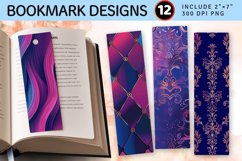 Magenta and Blue Luxury PNG Bookmark Sublimation Design Product Image 1