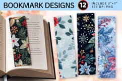 Winter Embroidery Flowers PNG Bookmark Sublimation Designs Product Image 1