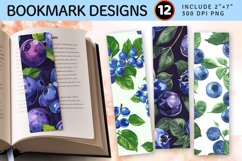Blueberry PNG Bookmark Sublimation Design Product Image 1