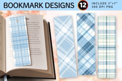 Pastel Blue Plaid PNG Bookmark Sublimation Designs Product Image 1